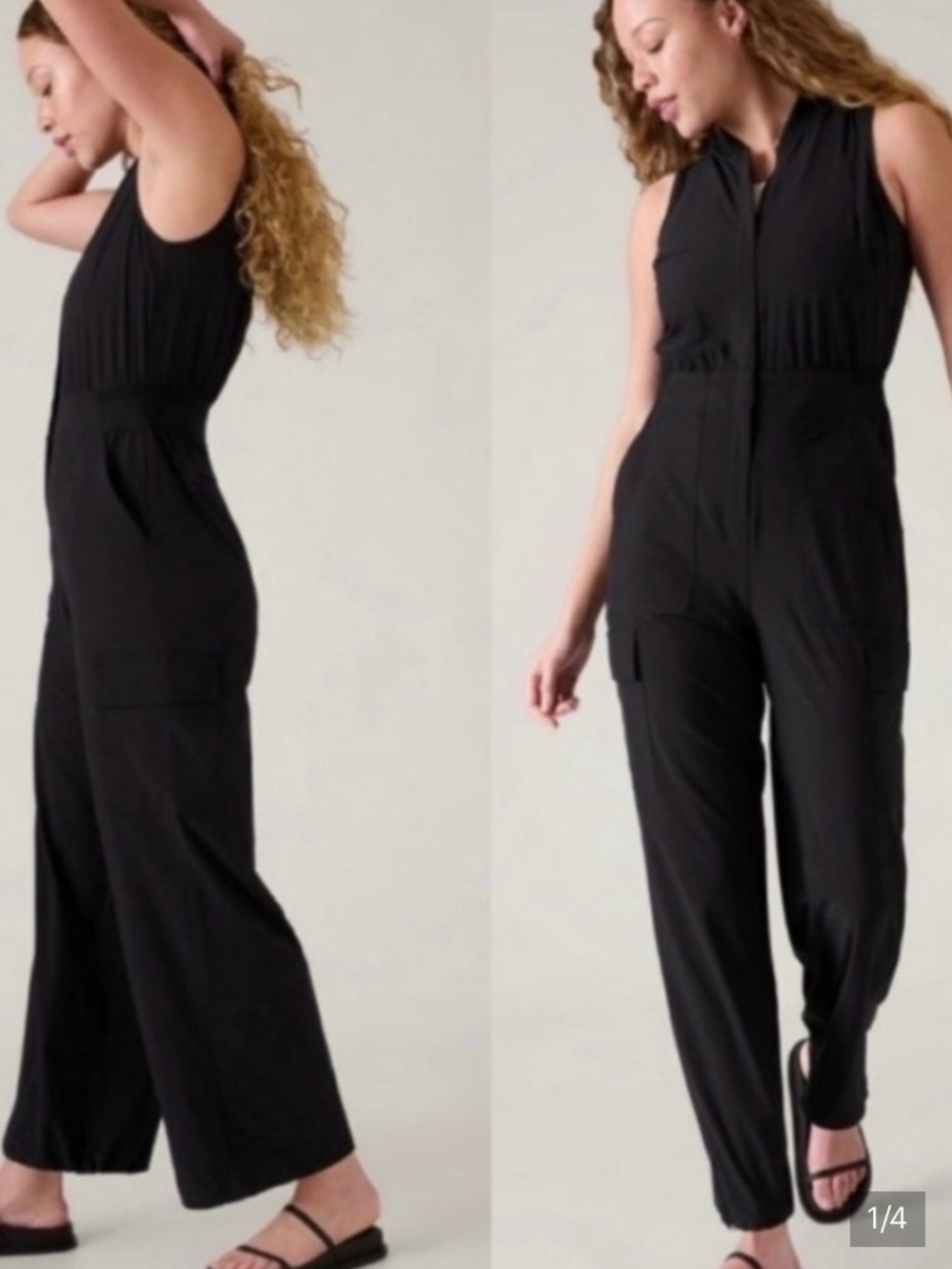 Athleta Brooklyn Black Sleeveless Utility Jumpsuit Size 8 NEW